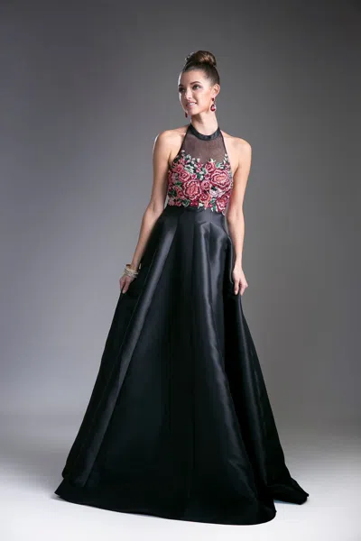 Ladivine C80325 Long Formal Beaded Prom Evening Dress In Black