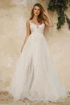 Ladivine Cb072w Layered A-line Tulle Bridal Gown In White