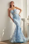 Ladivine Cb099 Mermaid Prom Dress In Blue