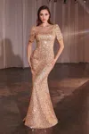 Ladivine Cb151 Long Formal Sequin Mother Of The Bride Dress In Gold