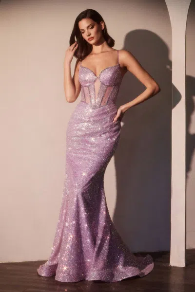 Ladivine Cc0401b Fitted Corset Prom Long Formal Dress In Purple