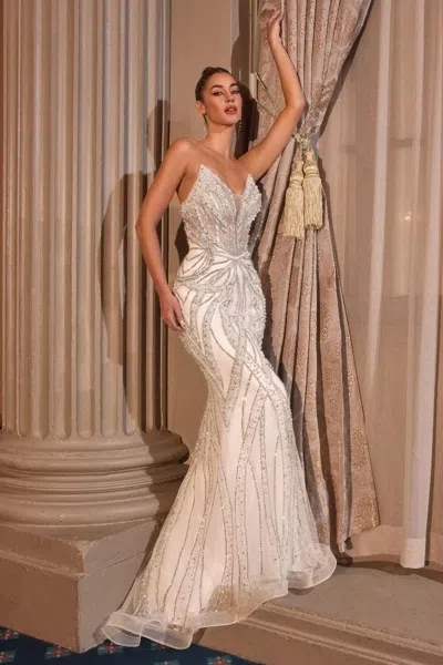 Ladivine Cc0688w Fitted Long Wedding Dress In White