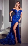Ladivine Cc2164 Mermaid Fitted Long Prom Dress In Blue