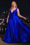 Ladivine Cc2349c Long Glitter Plus Size Formal Prom Dress In Blue