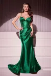 Ladivine Cc2397 Fitted Prom Long Glitter Formal Dress In Green