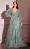 Ladivine Cd0102 Modest Long Formal A Line Mother Of The Bride Dress In Green