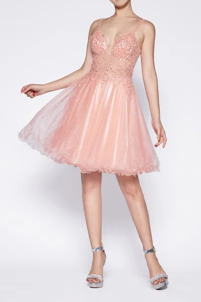 Ladivine Cd0137 Short Homecoming A Line Cocktail Dress In Pink