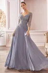 Ladivine Cd0171 Long Formal A Line Evening Gown In Blue