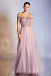 Ladivine Cd0177 A Line Long Formal Prom Sequin Dress In Purple