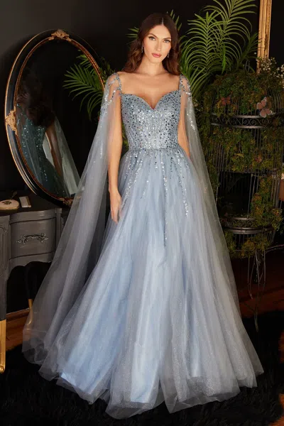 Ladivine Cd0204 Strapless Prom Dress In Blue