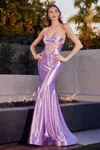 Ladivine Cd294 Corset Long Fitted Prom Gown In Purple
