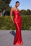 Ladivine Cd338 Fitted Formal Prom Long Dress In Red