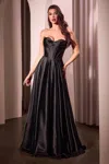 Ladivine Cd378 Long Formal A Line Corset Prom Gown In Black