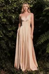 Ladivine Cd7472 Long Slit Prom Gown Evening Dress In Brown