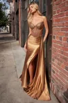 Ladivine Cd773 Long Slit Beaded Prom Formal Dress