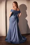 Ladivine Cd790c Plus Size Formal Long Fitted Prom Dress In Blue