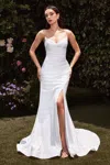 Ladivine Cd791w Long Bridal Bridal Fitted Wedding Dress In White
