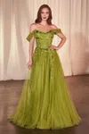 Ladivine Cd799 Long Ball Gown A Line Corset Prom Dress In Green