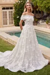 Ladivine Cd860w Long Bridal Gown A Line 3d Floral Wedding Dress In White