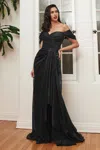 Ladivine Cd878 Off Shoulder Long Formal Dress In Black
