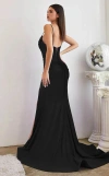 Ladivine Cd888 Fitted Long Evening Gown In Black