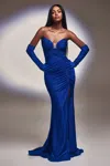 Ladivine Cd889  Fitted Long Prom Gown In Blue