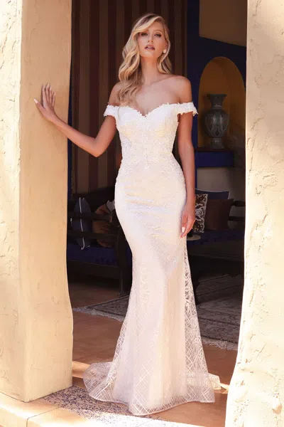 Ladivine Cd929 Long Mermaid Lace Applique Wedding Dress In White