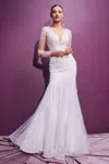 Ladivine Cd951w Long Sleeve Bridal Lace Mermaid Wedding Dress In White