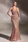 Ladivine Cd992 Long Fitted Prom Dress In Gold