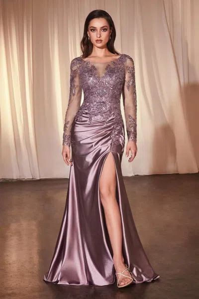 Ladivine Cds505 Long Sleeve Mother Of The Bride Formal Dress In Purple