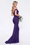 Ladivine Cf158 Long Off Shoulder Formal Prom Dress Gown In Purple
