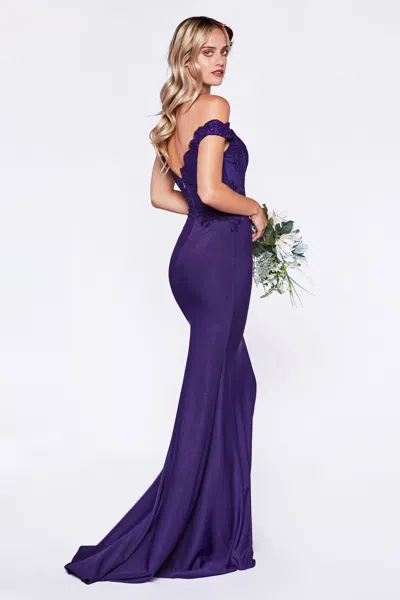 Ladivine Cf158 Long Off Shoulder Formal Prom Dress Gown In Purple