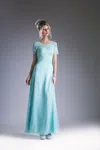 Ladivine Cf160 Long Formal A Line Mother Of The Bride Dress In Blue