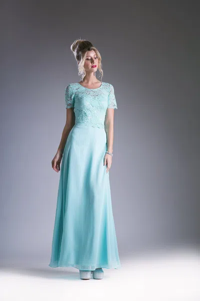 Ladivine Cf160 Long Formal A Line Mother Of The Bride Dress In Blue