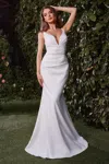 Ladivine Ch378w Fitted Long Mermaid Wedding Dress In White