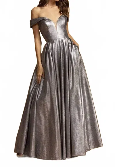 Ladivine Chrome Formal Dress In Gray
