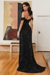 Ladivine Cl03 Fitted Long Prom Gown In Black