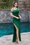 Ladivine Cu093 Formal Satin Long Prom Dress In Green
