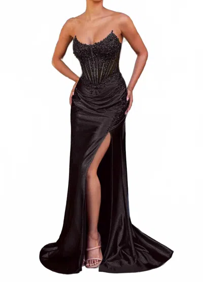 Ladivine Ethereal Strapless Long Mermaid Maxi Dress In Black