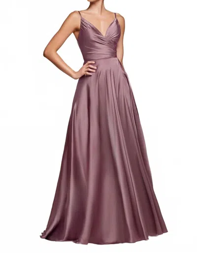 Ladivine Fitted Bodice A-line Maxi Skirt Dress In Mauve In Brown