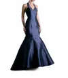 Ladivine Fitted Mikado Mermaid Gown In Blue In Blue