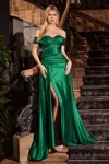 Ladivine J880 Formal Long Fitted Slit Prom Dress In Green