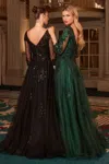 Ladivine J883 Long Formal A Line Evening Dress In Green
