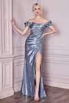 Ladivine Kv1056 Long Off Shoulder Sexy Prom Dress In Blue