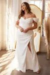 Ladivine Kv1057wc Long Plus Size Fitted Simple Wedding Dress In White