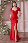 Ladivine Kv1061 Long Formal Fitted Dress In Red