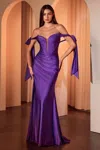 Ladivine Kv1120 Long Formal Slit Corset Prom Dress In Purple