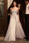 Ladivine Kv1126w Glitter A Line 3d Floral Applique Wedding Dress In White
