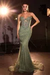 Ladivine Kv1137 Glitter Long Formal Mermaid Corset Prom Dress In Brown