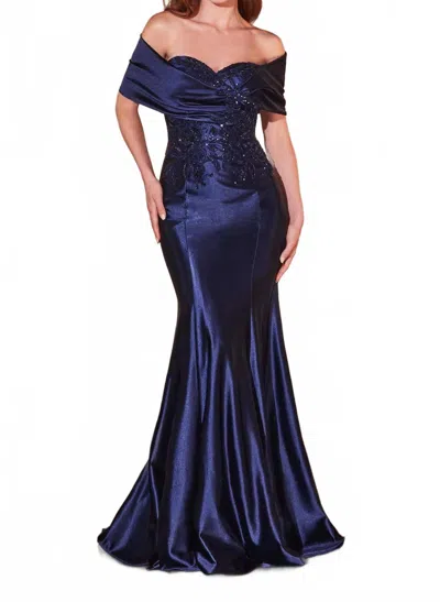 Ladivine Lace Embellished Trumpet Maxi Dress In Navy In Blue